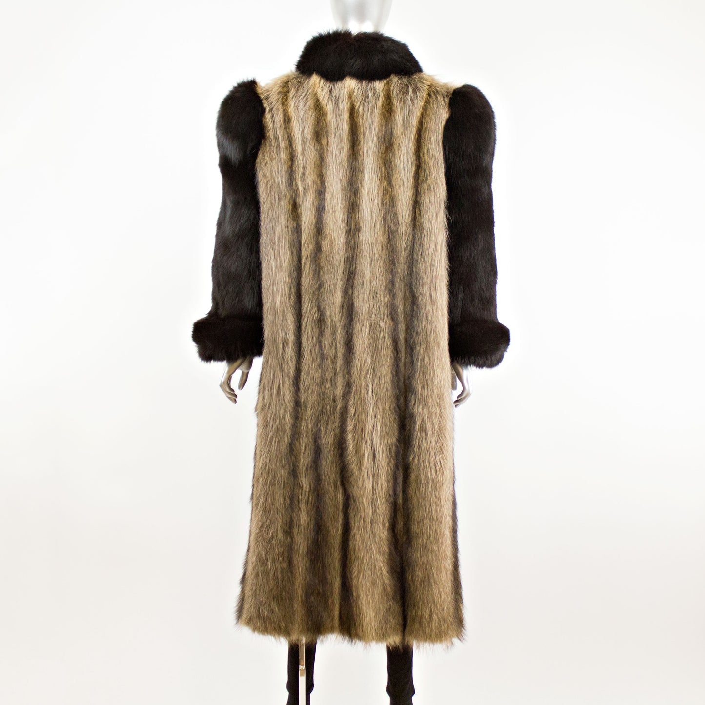 Raccoon and Black Fox Tuxedo Coat- Size M