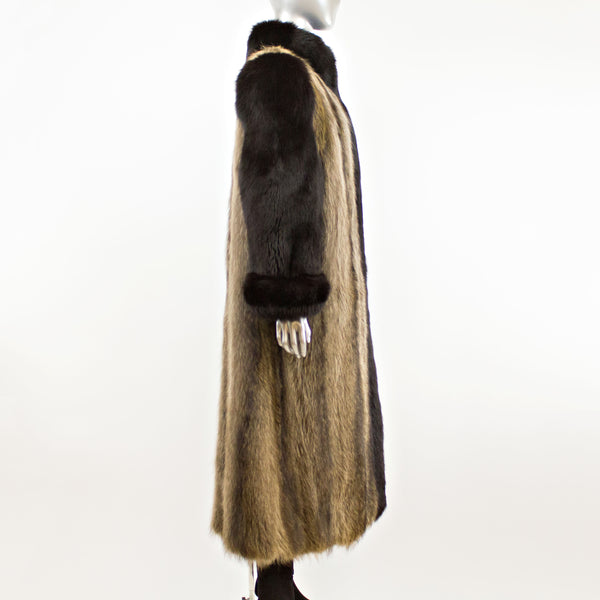 Raccoon and Black Fox Tuxedo Coat- Size M-L (Vintage Furs)