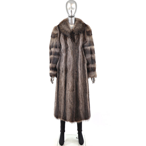 Full Length Raccoon Coat- Size L