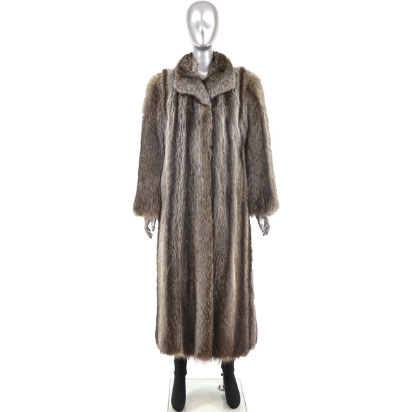 Full Length Raccoon Coat- Size M-L