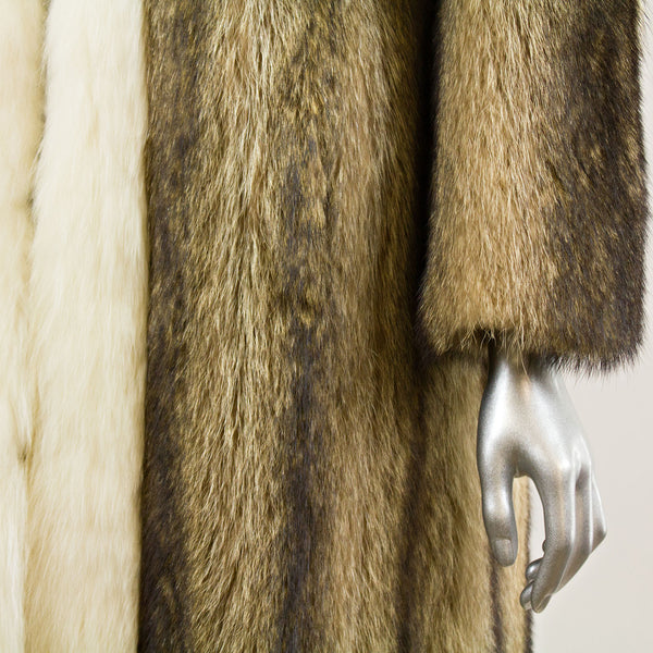 Raccoon with white fox Tux collar Coat - Size S