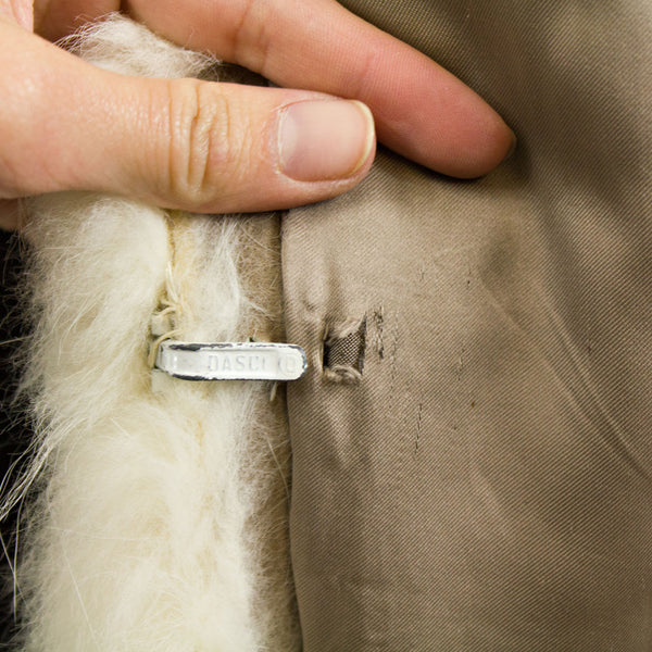 Raccoon with white fox Tux collar Coat - Size S