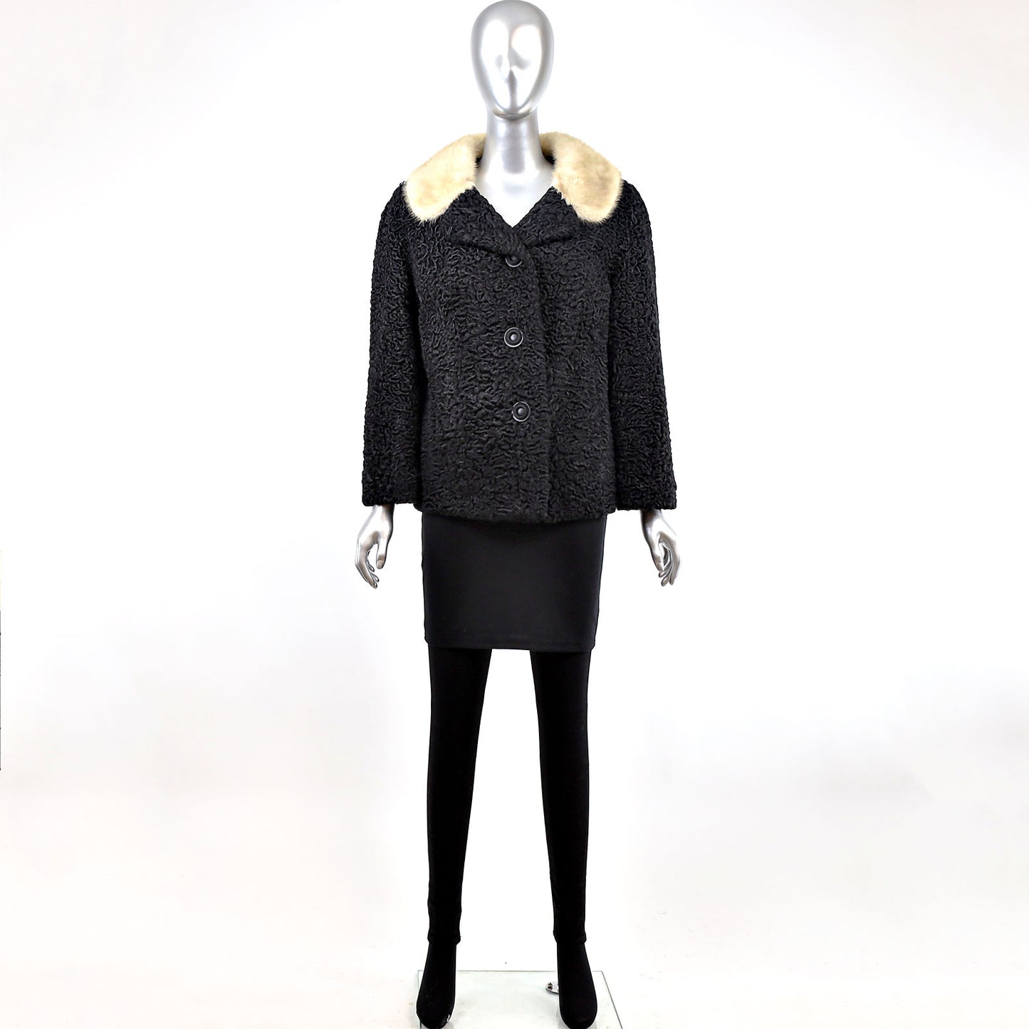 Persian Lamb Jacket with Mink Collar- Size M
