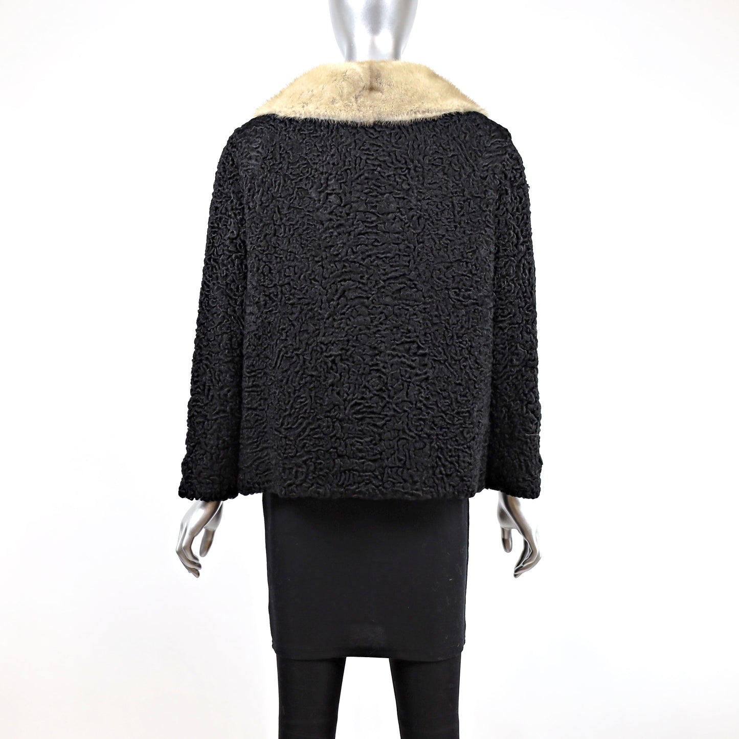 Persian Lamb Jacket with Mink Collar- Size M