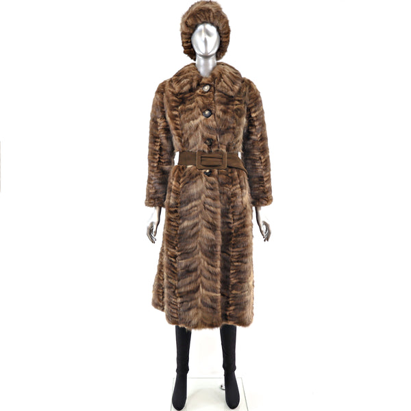 Section Sable Coat with Matching Hat- Size XXS