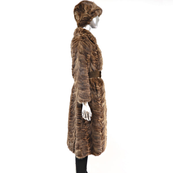 Section Sable Coat with Matching Hat- Size XXS