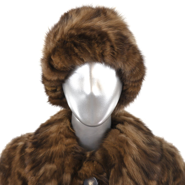 Section Sable Coat with Matching Hat- Size XXS