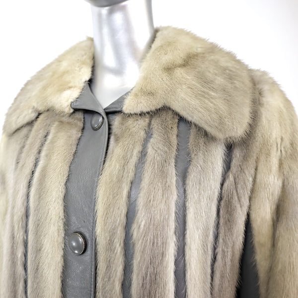 Sapphire Mink Jacket with Leather Insert- Size M-L