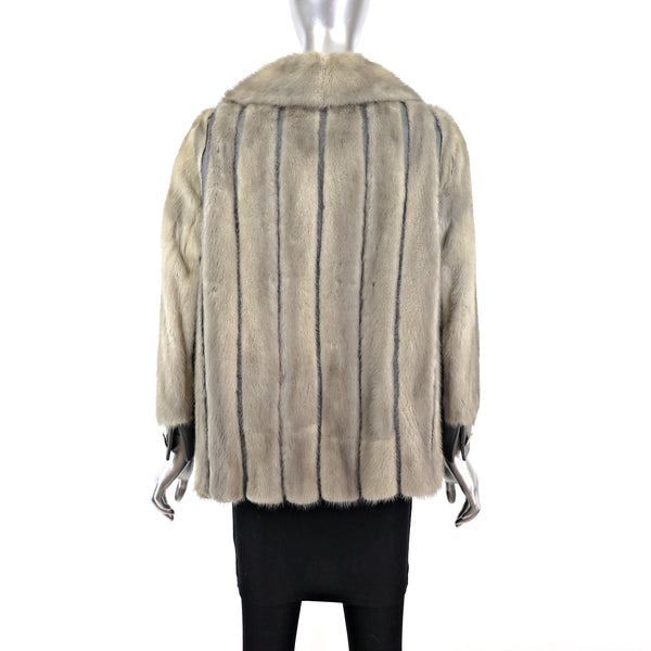 Sapphire Mink Jacket with Leather Insert- Size M-L