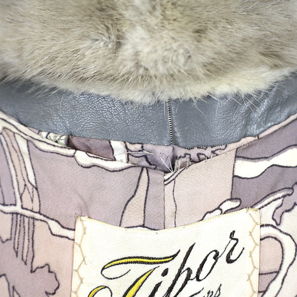 Sapphire Mink Jacket with Leather Insert- Size M-L