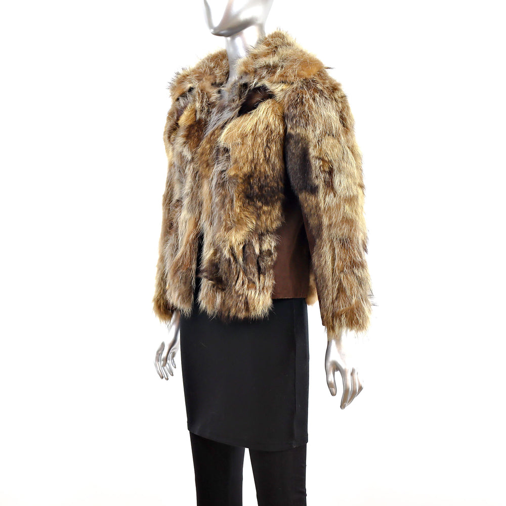 Section Raccoon Jacket with Suede Trim- Size S (Vintage Furs)