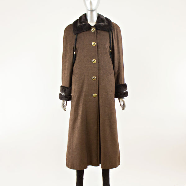 Sheared Beaver Trimmed Micro Fiber Coat - Size XL (Vintage Furs)