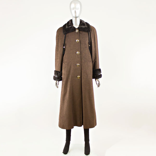 Sheared Beaver Trimmed Micro Fiber Coat - Size XL (Vintage Furs)