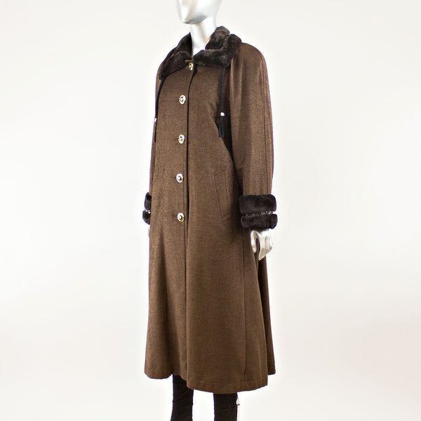 Sheared Beaver Trimmed Micro Fiber Coat - Size XL (Vintage Furs)