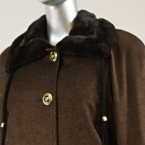 Sheared Beaver Trimmed Micro Fiber Coat - Size XL (Vintage Furs)