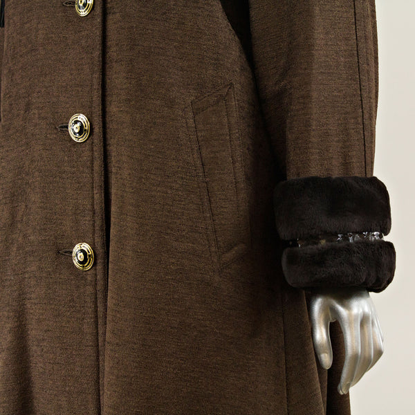Sheared Beaver Trimmed Micro Fiber Coat - Size XL (Vintage Furs)