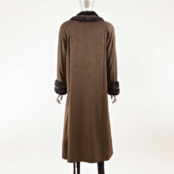 Sheared Beaver Trimmed Micro Fiber Coat - Size XL (Vintage Furs)
