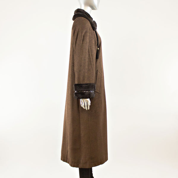 Sheared Beaver Trimmed Micro Fiber Coat - Size XL (Vintage Furs)