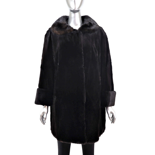 Ranch Sheared Mink Coat with Mahogany Mink Collar- Size XL