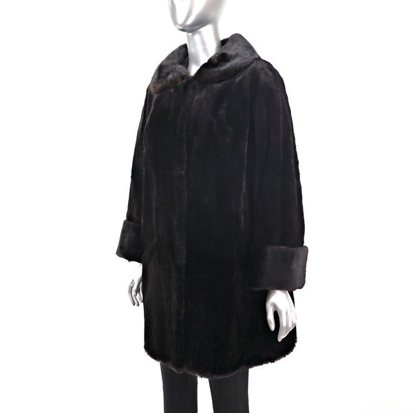 Ranch Sheared Mink Coat with Mahogany Mink Collar- Size XL