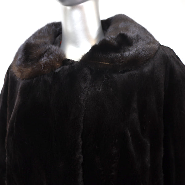 Ranch Sheared Mink Coat with Mahogany Mink Collar- Size XL