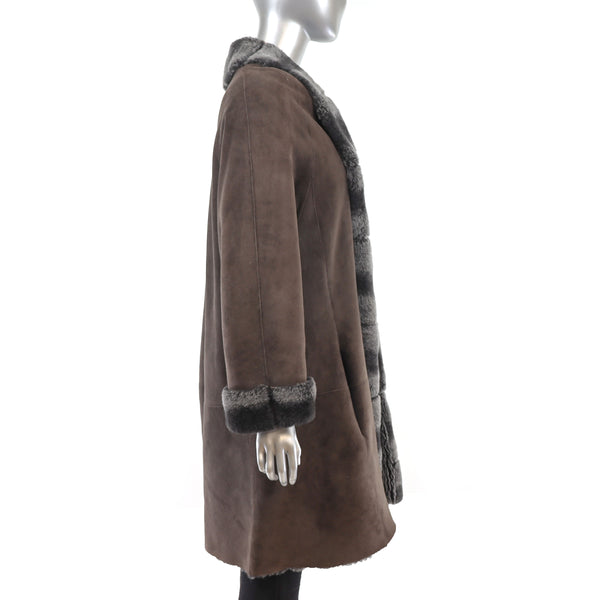 Shearling Coat with Matching Mittens- Size L