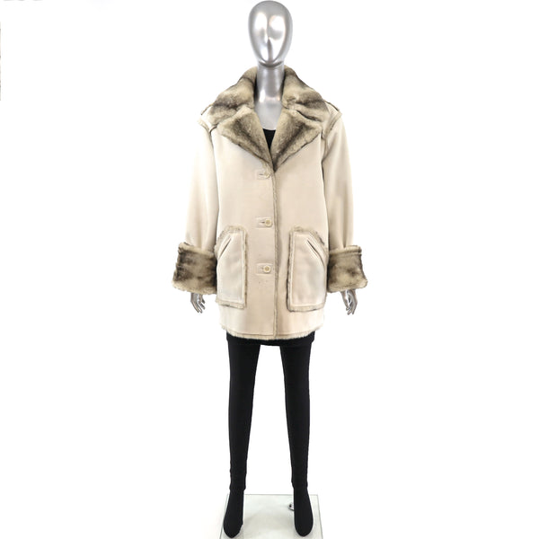 Dennis Basso Shearling Jacket Reversible to Faux Fur- Size L