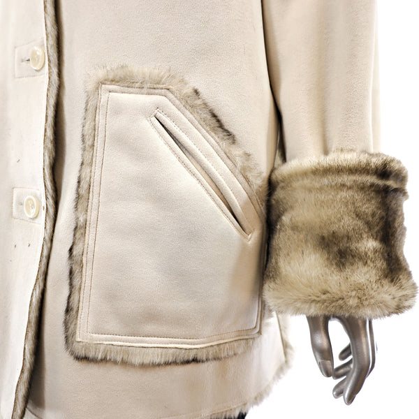 Dennis Basso Shearling Jacket Reversible to Faux Fur- Size L