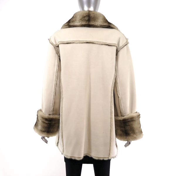 Dennis Basso Shearling Jacket Reversible to Faux Fur- Size L