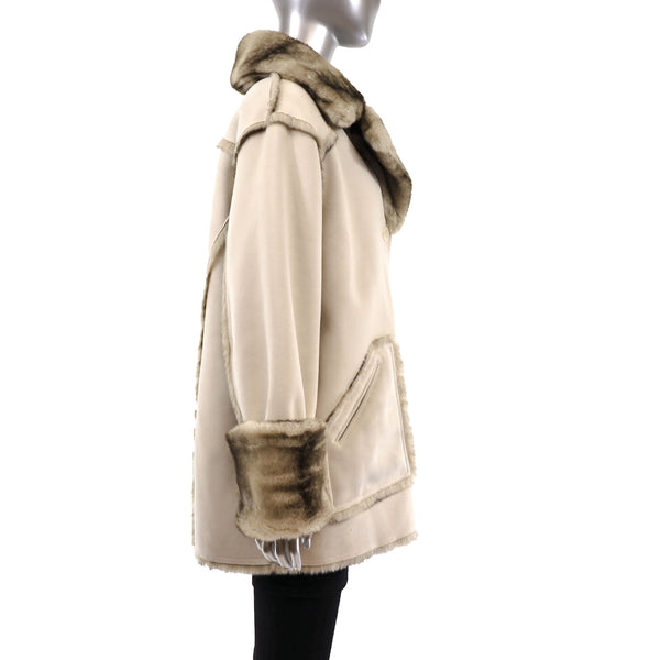 Dennis Basso Shearling Jacket Reversible to Faux Fur- Size L