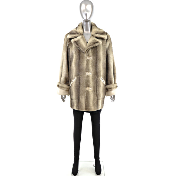 Dennis Basso Shearling Jacket Reversible to Faux Fur- Size L
