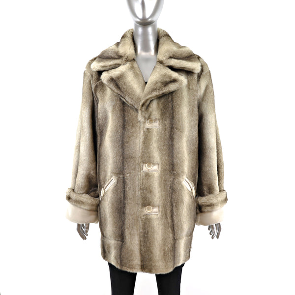 Dennis Basso Shearling Jacket Reversible to Faux Fur- Size L
