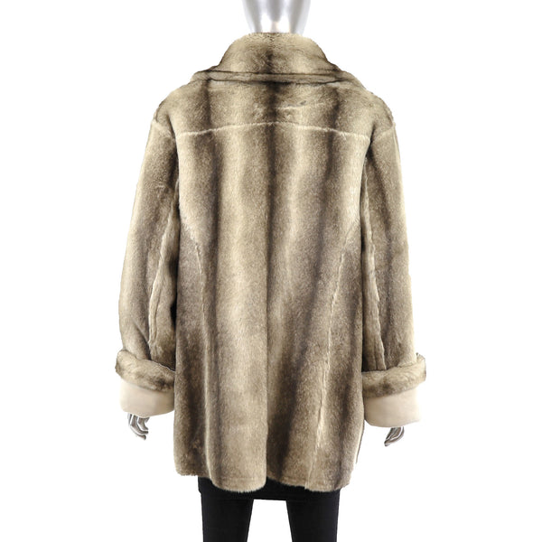 Dennis Basso Shearling Jacket Reversible to Faux Fur- Size L