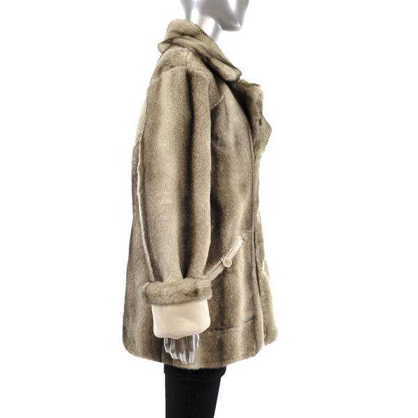 Dennis Basso Shearling Jacket Reversible to Faux Fur- Size L