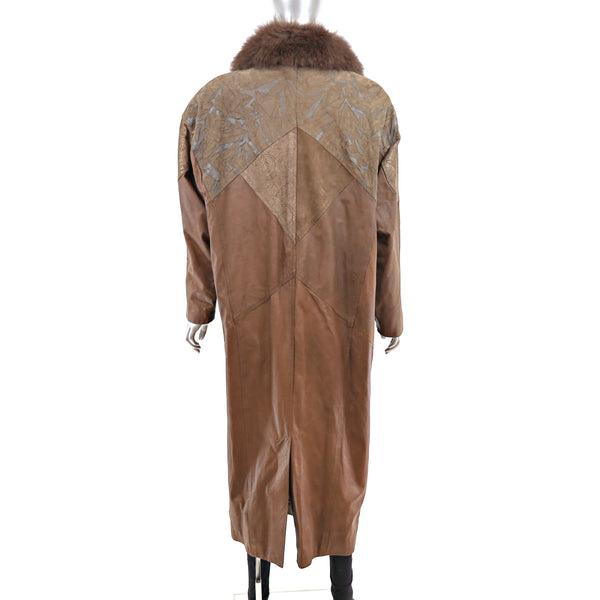 Suede Coat With Fox Collar- Size XXXL