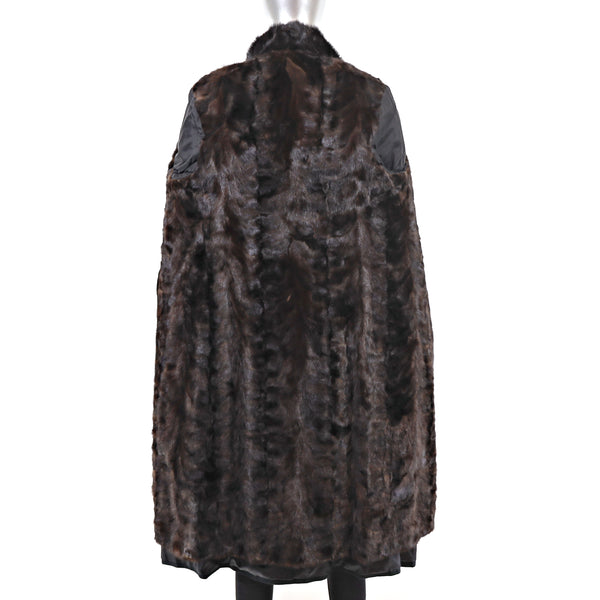Suede Coat with Removable Mink Lining- Size S