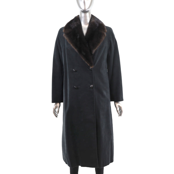 Suede Coat with Removable Mink Lining- Size S