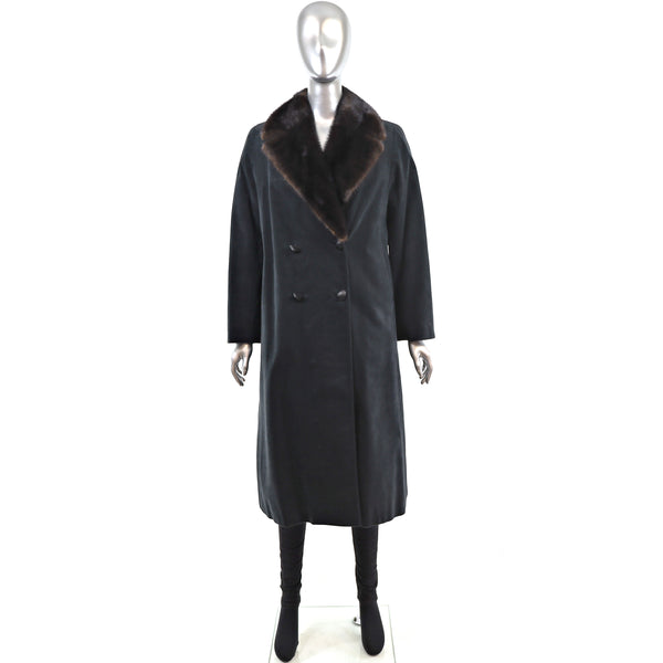 Suede Coat with Removable Mink Lining- Size S