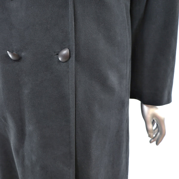 Suede Coat with Removable Mink Lining- Size S