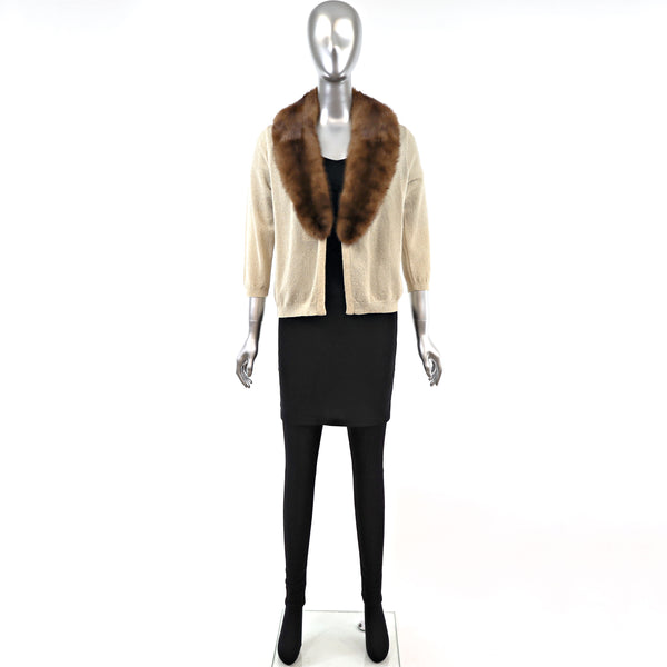Beige Sweater with Mink Collar- Size S