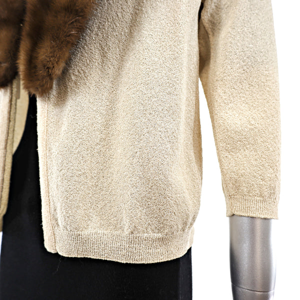 Beige Sweater with Mink Collar- Size S