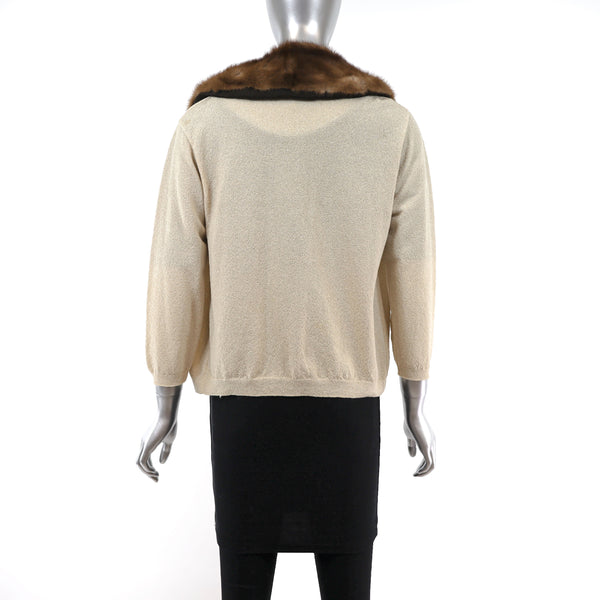 Beige Sweater with Mink Collar- Size S