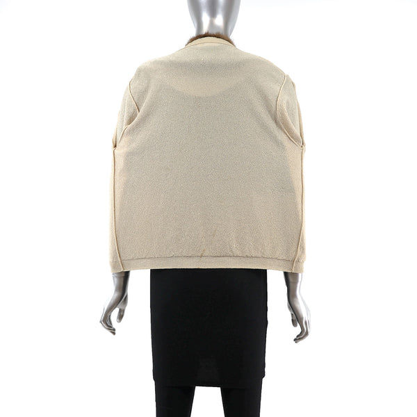 Beige Sweater with Mink Collar- Size S