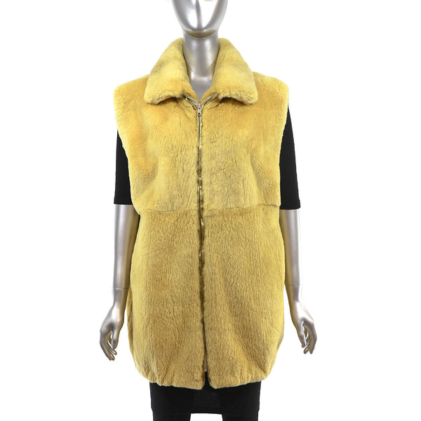 Yellow Sheared Beaver Vest- Size L