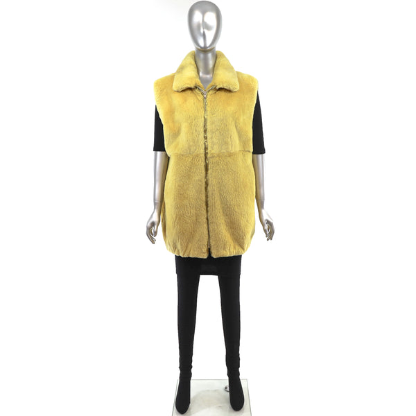 Yellow Sheared Beaver Vest- Size L