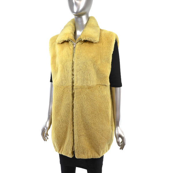 Yellow Sheared Beaver Vest- Size L