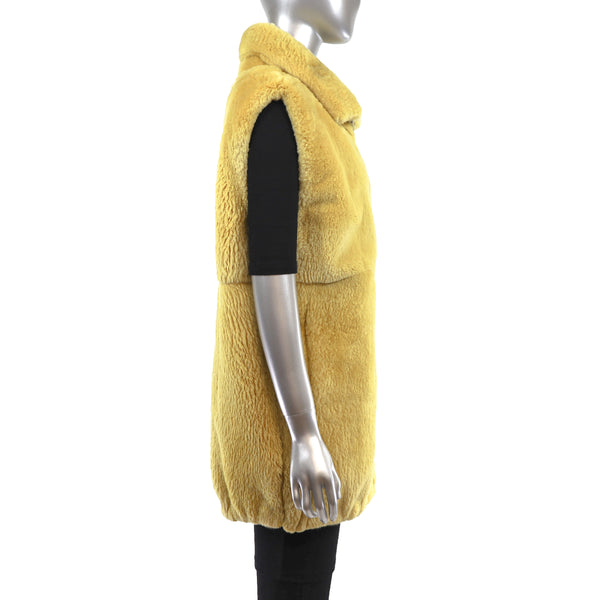 Yellow Sheared Beaver Vest- Size L