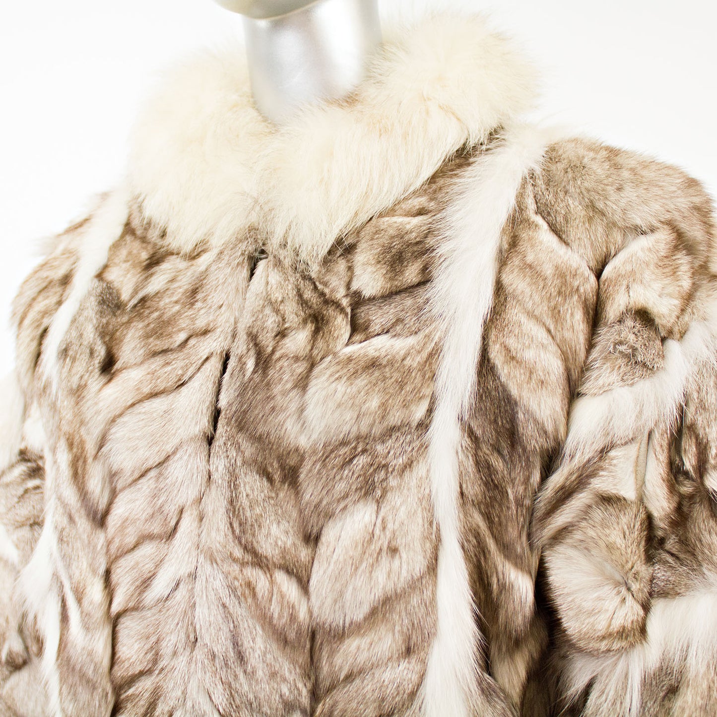 White and Grey Section Fox Jacket- Size M