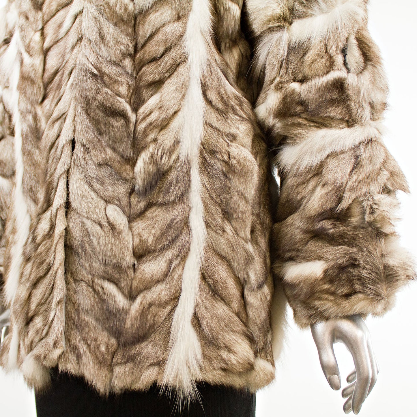 White and Grey Section Fox Jacket- Size M