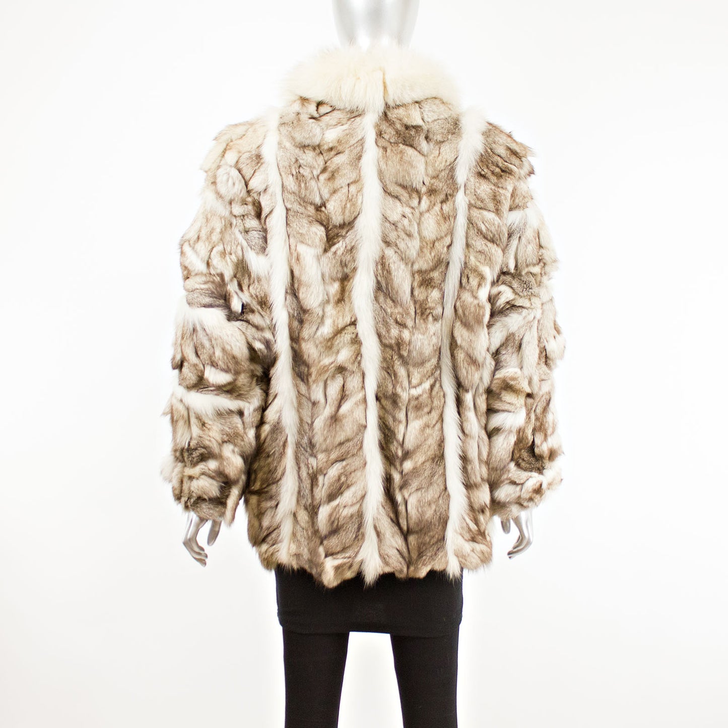 White and Grey Section Fox Jacket- Size M